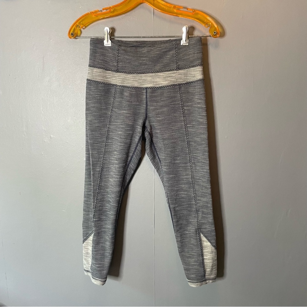 prAna heathered blue gray crop athletic leggings size small